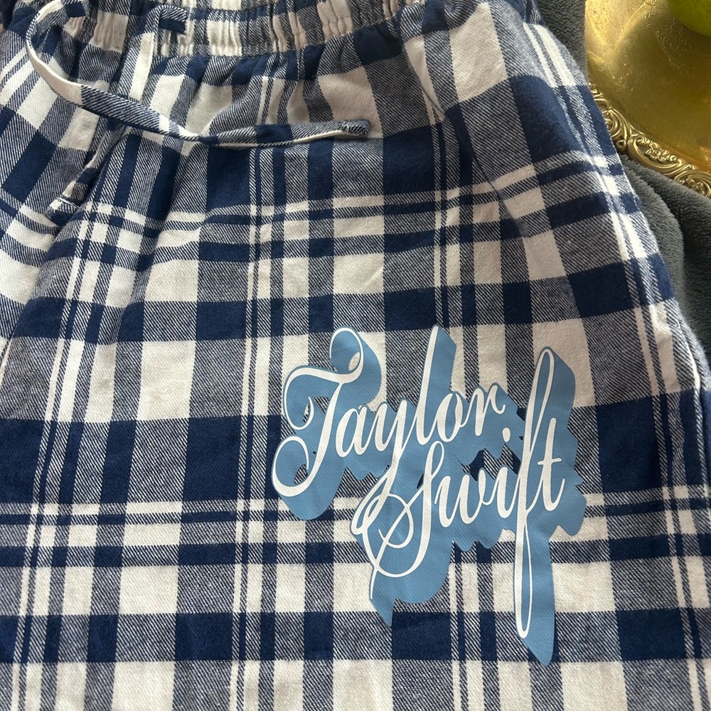 Taylor Swift Blue and White Plaid Pajama Pants
